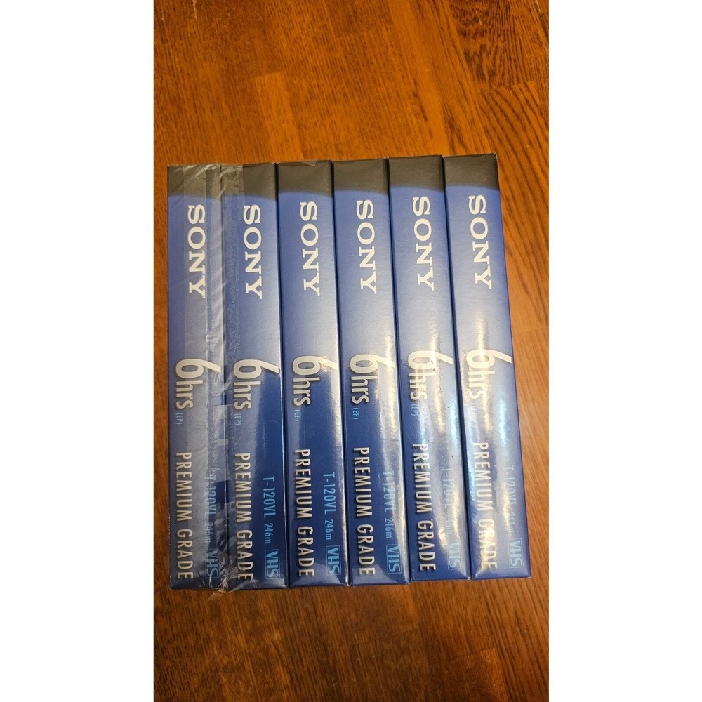 SONY Blank Sealed Blank VHS Video Tapes Premium Grade T-120VL 6 Pack Unopened